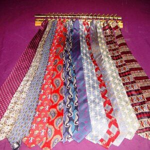 Mens Ties 13 Assorted Silk, Designer with Tie Rack